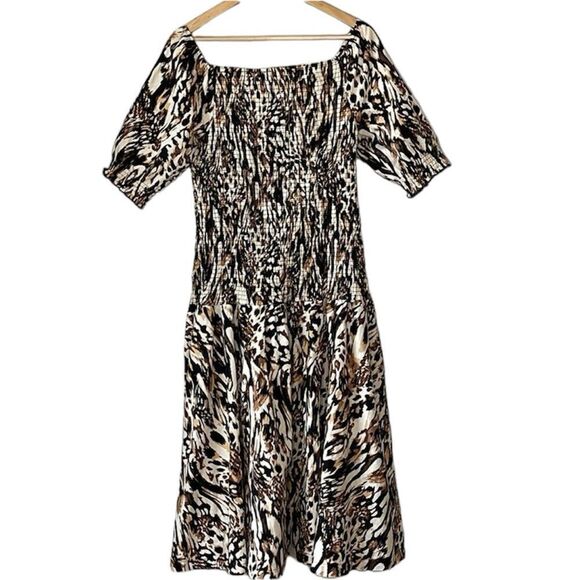 NWOT Midnight Velvet Midi Animal Print Dress XL - Picture 3 of 9